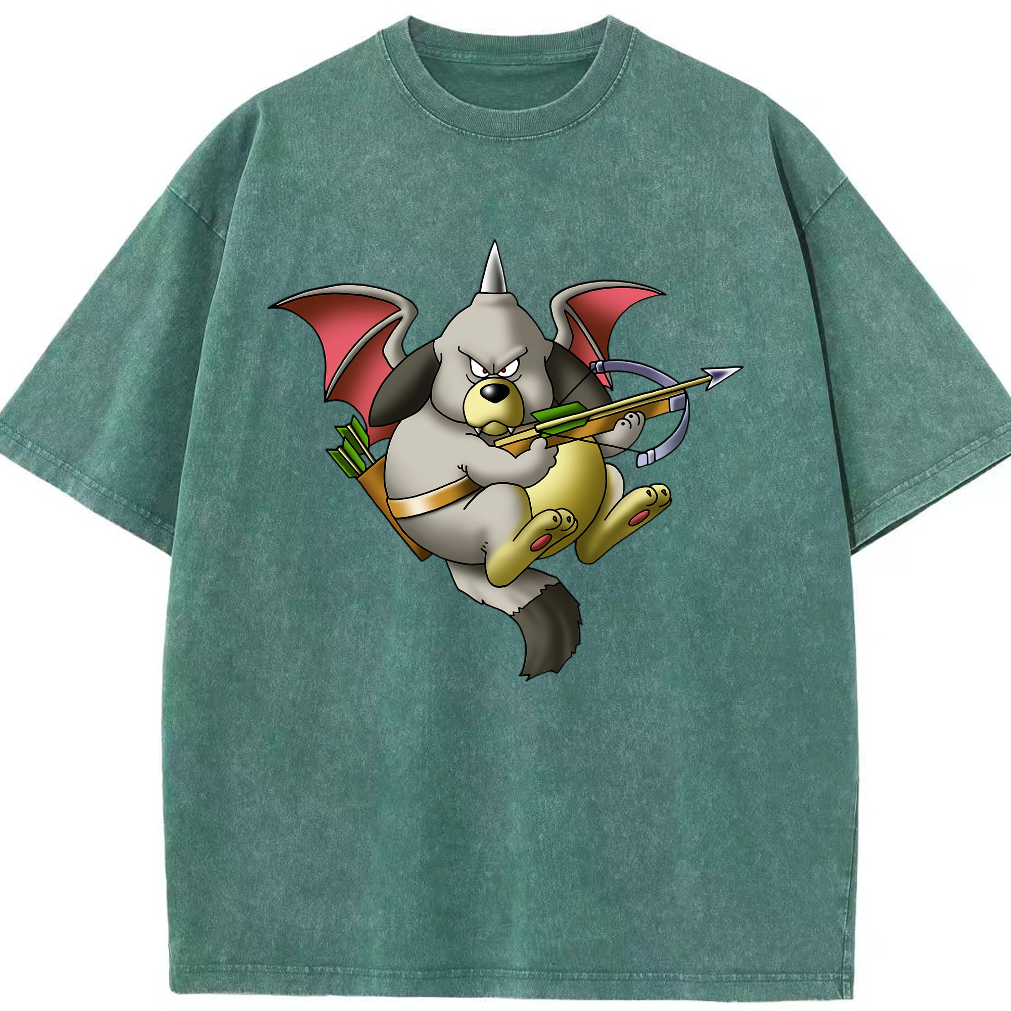 （画像用） ドラゴンクエスト Doragon Kuesuto Dragon Quest 綿100% ヴィンテージ風 半袖Tシャツ（フロントプリント）